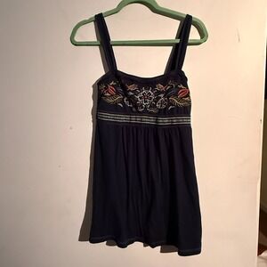 Y2K Hollister Large Babydoll Top Embroidered Floral Boho